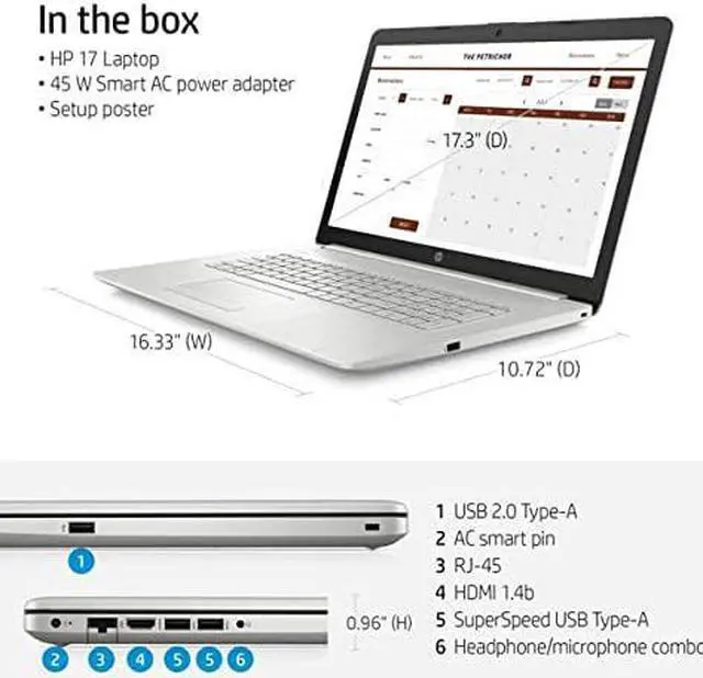 Alt view image 4 of 5 - HP 17.3" FHD IPS Customized Laptop | 11th Gen Quad-Core Intel Core i5-1135G7(Beats i7-8500) | 12GB DDR4 RAM 1024GB  SSD  | Iris Xe Graphics | Backlit KB | Windows 11 Home | Silver