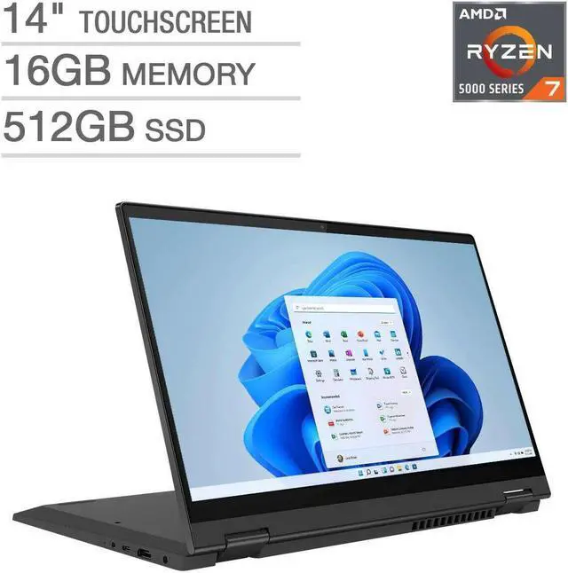 Main image of Lenovo Flex 5 14" 2-in-1 Customized Laptop | 14" FHD Touchscren Display | 8-Core AMD Ryzen 7 5700U | 16GB DDR4 RAM 256GB  SSD | WiFi6 | Backlit KB | Fingerprint | Win 10  | Grey