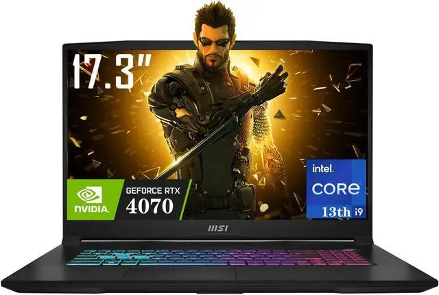 Main image of MSI Katana Gaming Laptop, 17.3" 144Hz FHD Display, Intel Core i9-13900H(14 Cores, 20 Threads), GeForce RTX 4070, 64GB DDR5 RAM - 4TB SSD, RGB Backlit Keyboard, RJ45, Windows 11 Home 64GB/4TB