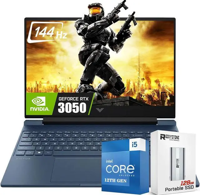 Main image of HP Victus Gaming Laptop, 15.6" 144Hz FHD, 8-Core Intel Core i5-12450H(Beats i7-11800H), 16GB RAM 1TB SSD, NVIDIA GeForce RTX 3050, Backlit KB, SD Card Reader, WiFi 6, W/128GB SSD, Win11 Home