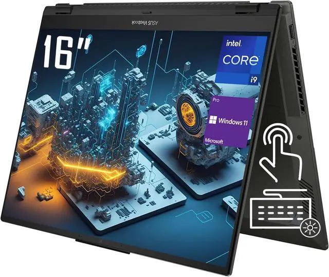 Main image of ASUS Business Vivobook S 16 Flip Slim 2-in-1 Laptop, 16" WUXGA Touchscreen Display, 14-Core Intel Core i9-13900H, 16GB RAM 1TB SSD, WiFi 6E, Bluetooth 5.3, IR Camera 16GB/1TB W11P