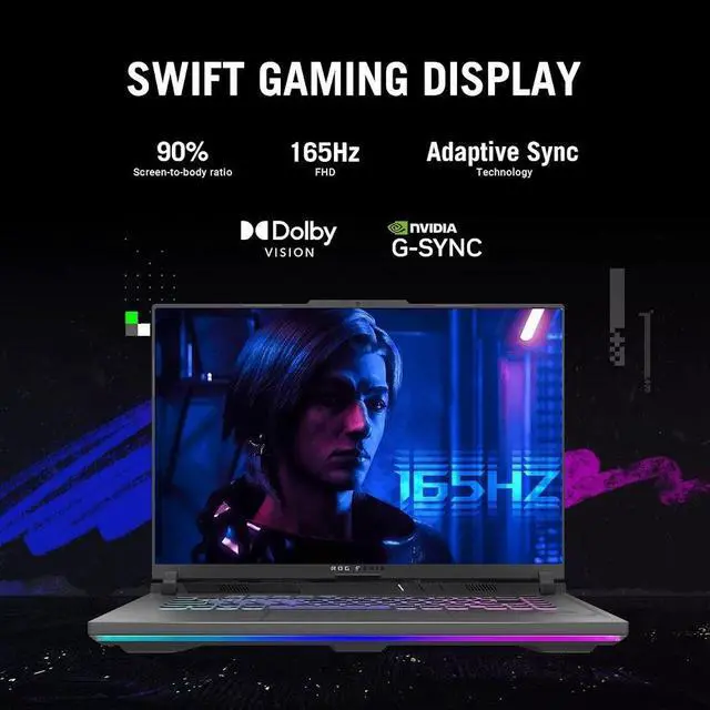 Alt view image 4 of 6 - 2024 ASUS ROG Strix G16 Gaming Laptop, 16" FHD 165Hz Display, Intel 14 Core i7-13650HX(Beats i9-12900HX), NVIDIA GeForce RTX 4060, 32GB DDR5, 1TB PCIe Gen4 SSD, RGB KB, Win11 Pro