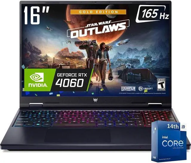 Main image of Acer Predator Helios Neo Gaming Laptop, 16" 165Hz WUXGA IPS 400 Nits Brightness, Intel 24 Core i9-14900HX(Up to 5.80 GHz), 32GB DDR5 1TB SSD, GeForce RTX 4060, RGB Backlit KB, Copilot AI Laptop