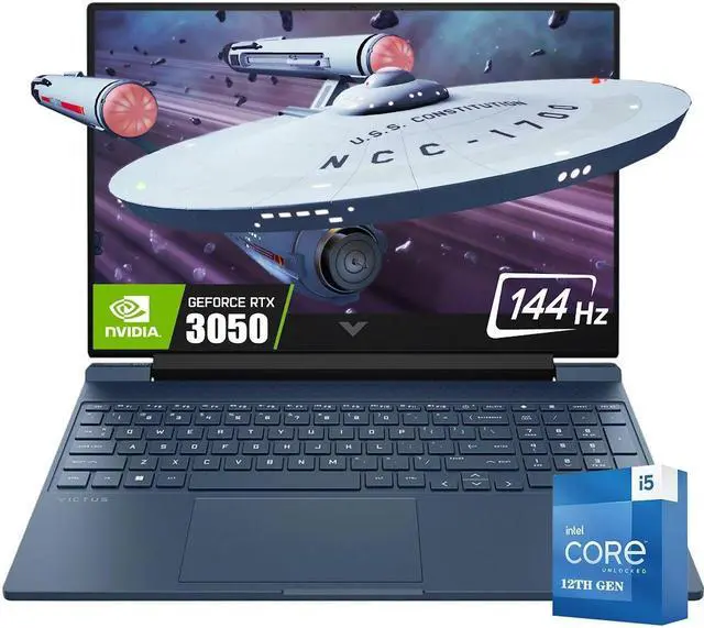 Main image of HP Victus Gaming Laptop, 15.6" LED 144Hz FHD IPS Display, 8-Core Intel Core i5-12450H, 32GB RAM 2TB SSD, NVIDIA GeForce RTX 3050, Backlit KB, SD Card Reader, WiFi 6, Win11 Home