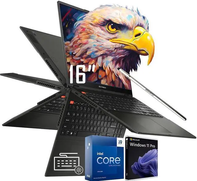 Main image of ASUS Vivobook S 16 Flip 2-in-1 Business Laptop, 16" WUXGA Touchscreen Display, 14-Core Intel Core i9-13900H, 24GB RAM 1TB SSD, Intel Iris Xe Graphics, WiFi 6E, Bluetooth 5.3, Backlit KB, Win11 Pro