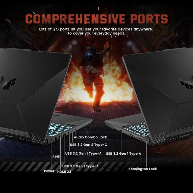 Alt view image 6 of 7 - ASUS TUF A15 Gaming Laptop, 15.6" FHD 144Hz Display, AMD Ryzen 7-7435HS(Beat Intel Core i7-12650H) up to 4.5 GHz, NVIDIA GeForce RTX 3050, 32GB DDR5 RAM, 1TB SSD, Backlit KB, Wi-Fi 6, RJ45, Win11 Pro
