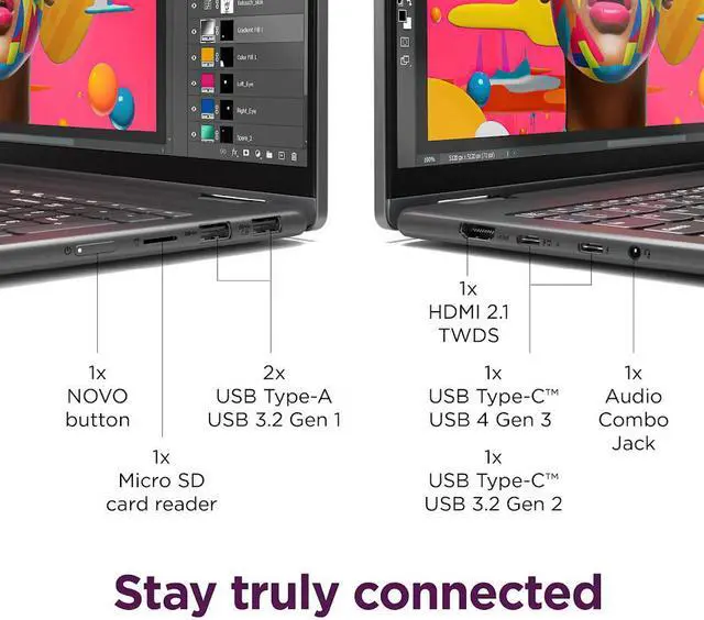 Alt view image 6 of 7 - Lenovo Yoga 7i 2-in-1 16" Business AI Laptop, WUXGA Touchscreen Display, Intel 12-Core Ultra 7 155U (Beat i7-1355U), 16GB LPDDR5X RAM 1TB SSD, Backlit KB, Fingerprint Reader, AI Copilot, Win11 Home