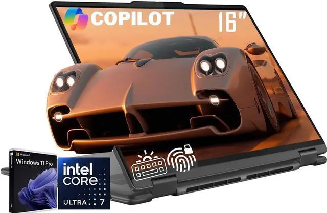 Main image of Lenovo Yoga 7i 2-in-1 AI Laptop, 16" WUXGA Touchscreen, Intel 12-Core Ultra 7 155U (Beat i7-1355U), 16GB LPDDR5X RAM 1TB SSD, Backlit KB, Fingerprint Reader, FHD IR Webcam, AI Copilot, Win11 Pro