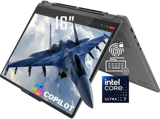 Main image of Lenovo Yoga 7i 16" AI Powered 2-in-1 FHD+ Touchscreen Laptop, Intel 12-Core Ultra 7 155U (Beat i7-1355U), 16GB LPDDR5X RAM 1TB SSD, Backlit KB, FHD IR Webcam, Fingerprint Reader,AI Copilot, Win11 Home