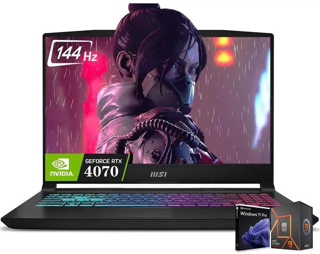 Main image of MSI Katana Gaming Laptop, 15.6" FHD IPS 144Hz Display, AMD Ryzen 9 8945HS(>i9-13900H, 5.2 GHz), GeForce RTX 4070, 64GB DDR5 4TB SSD, Wi-Fi 6E, RGB Keyboard, AI & VR Ready, Win11 Pro