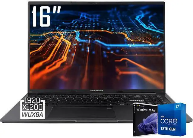 Main image of ASUS Vivobook 16" WUXGA Business Laptop, IPS 16:10 300 Nit Display, Intel 10-Core i7-1355U(Up to 5.0GHz), 16GB RAM 1TB SSD, Intel Iris Xe Graphics, Bluetooth 5.1, Backlit KB, Win11 Pro