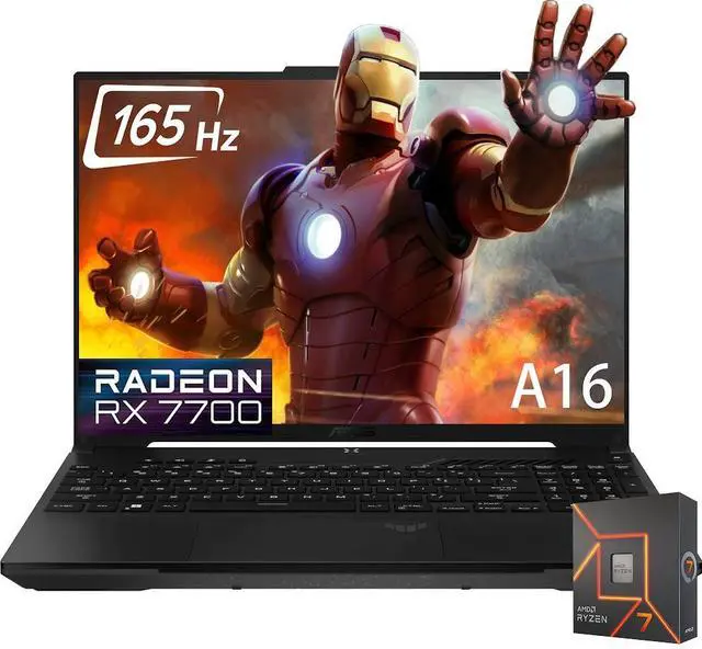 Main image of ASUS TUF A16 Gaming Laptop, 16" WUXGA(1920x1200) 165Hz Display, AMD Ryzen 7-7735HS(Beat Intel Core i7-13700H), Radeon RX7700(>RTX 4060), 32GB DDR5 RAM, 1TB SSD, Backlit KB, Wi-Fi 6, RJ45, Win11 Home