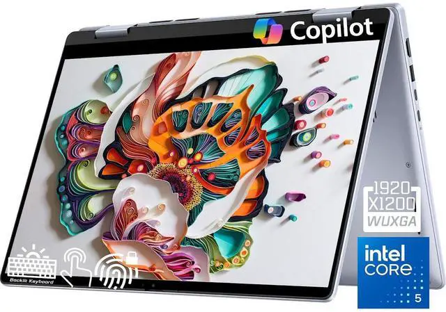 Main image of Dell Inspiron 2-in-1 AI Copilot PC Laptop, 14" WUXGA Touchscreen IPS 250 Nits LED Display, Intel Core 5 120U(Up to 5.0 GHz), 64GB DDR5 RAM 2TB SSD, Backlit KB, Fingerprint Reader, Wi-Fi 6E, Win11 Home