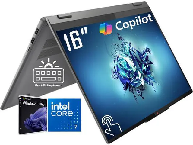 Main image of Lenovo IdeaPad Flex 5 2-in-1 Laptop, 16" WUXGA IPS Touchscreen, Intel 10-Core 7 150U(Up to 5.4 GHz), 16GB LPDDR5X RAM 2TB SSD, Copilot AI Laptop, Backlit Keyboard, Fingerprint Reader, Win11 Pro