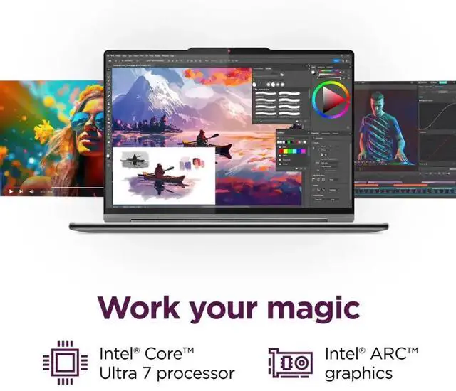 Alt view image 2 of 7 - Lenovo Yoga 9i 2-in-1 Business Laptop, 14" 2.8K OLED Touchscreen 120Hz Display, Intel 16-Core Ultra 7 155H(Up to 4.8GHz), 16GB LPDDR5X RAM 1TB SSD, Backlit Keyboard, Fingerprint Reader, Win11 Pro