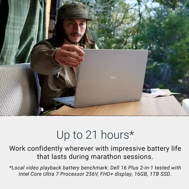 Alt view image 7 of 7 - Dell Plus 2-in-1 AI Copilot PC Business Laptop, 16" FHD+ Touchscreen Display, Intel Core Ultra 7 256V(Up to 4.8GHz), 16GB LPDDR5X 2TB PCIe 4.0 SSD, Backlit Keyboard, Windows 11 Home