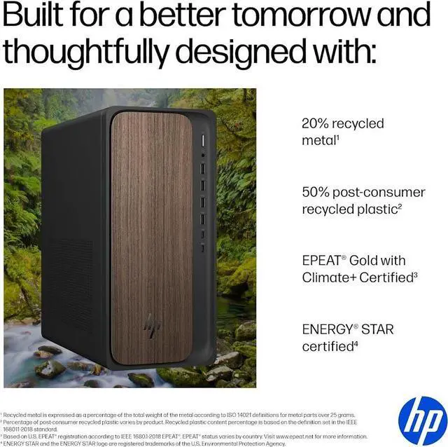 Alt view image 4 of 7 - HP OmniDesk Desktop PC, Intel Core Ultra 5 225(Up to 4.9GHz), 32GB DDR5 5600MHz 1TB PCIe 4.0 SSD, Intel Graphics, Wifi 6, Bluetooth 5.4, Microsoft Copilot, Windows 11 Pro, Dark Wood