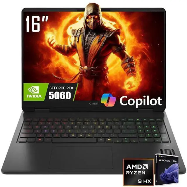 Main image of HP OMEN 16" Gaming Laptop, FHD+ 144Hz IPS LED Display, AMD Ryzen 9 8940HX(Beat Intel Core i9-14900HX), GeForce RTX 5060 8GB GDDR7, 32GB DDR5 1TB SSD, 4-Zone RGB Backlit KB, Wi-Fi 6E, RJ-45, Win11 Pro