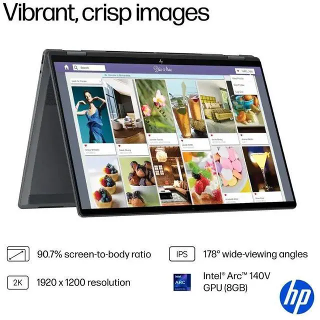 Alt view image 4 of 7 - HP OmniBook X Flip 2-in-1 Copilot PC Laptop, 16" 2K IPS Touchscreen 400 Nits Display, Intel Core Ultra 7 256V(>Ultra 9 185H), 16GB LPDDR5X 2TB PCIe 4.0 SSD, Wi-Fi 6E, Backlit Keyboard, Win 11 Pro