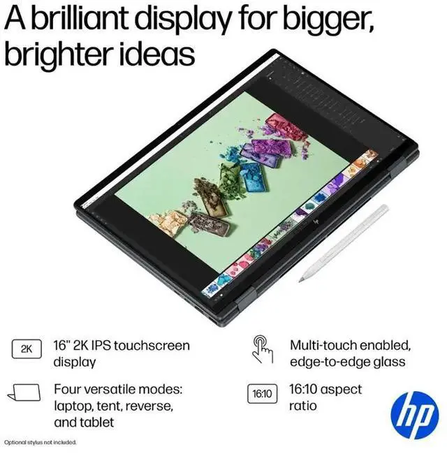 Alt view image 3 of 7 - HP OmniBook X Flip 2-in-1 Copilot PC Laptop, 16" 2K IPS Touchscreen 400 Nits Display, Intel Core Ultra 7 256V(>Ultra 9 185H), 16GB LPDDR5X 2TB PCIe 4.0 SSD, Wi-Fi 6E, Backlit Keyboard, Win 11 Pro