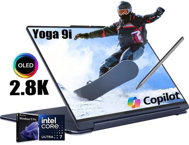Main image of Lenovo Yoga 9i 2-in-1 Business Laptop, 14" 2.8K OLED Touchscreen 120Hz Display, Intel 16-Core Ultra 7 155H(Up to 4.8GHz), 16GB LPDDR5X RAM 1TB SSD, Backlit Keyboard, Fingerprint Reader, Win11 Pro