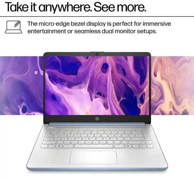 Alt view image 5 of 7 - HP 2025 14" Student Laptop Computer, Intel Processor N150(Up to 3.6GHz), Microsoft Copilot AI, 4GB RAM 128B UFS, Wi-Fi 6, Bluetooth 5.4, Microsoft 365, Blue, Win11 Home S