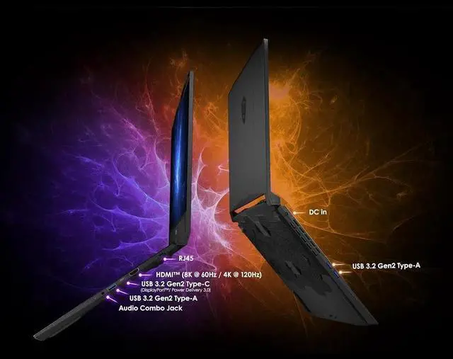 Alt view image 4 of 7 - MSI Katana 15 HX 15.6 165Hz QHD Gaming Laptop, Intel 24-Core i9-14900HX(Up to 5.8 GHz), NVIDIA Geforce RTX 5070 with 8GB GDDR7, 32GB DDR5 1TB PCIe 4.0 SSD, 4 Zone RGB KB, RJ-45, Win11 Home