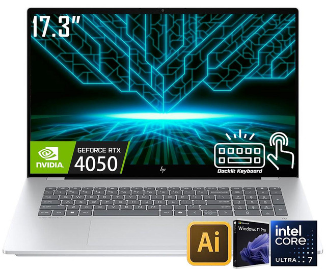 thumbnail image 2 of HP OmniBook X 17.3-inch Laptop – FHD Touch Screen, Intel Core Ultra 7, 16GB RAM, SSD – Next Gen AI PC 2 of 6