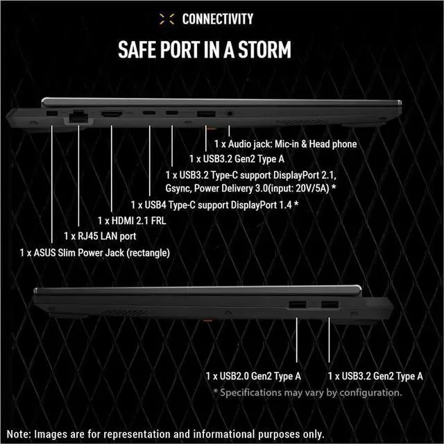 Alt view image 7 of 7 - ASUS TUF A16 Gaming Laptop, 16" FHD+ 165Hz 300 Nits Display, AMD Ryzen AI 9 270 CPU(>i9-13900H), GeForce RTX 5070 8GB GDDR7, 64GB DDR5 RAM 2TB PCIe 4.0 SSD, RGB Backlit KB, RJ45, Win11 Home