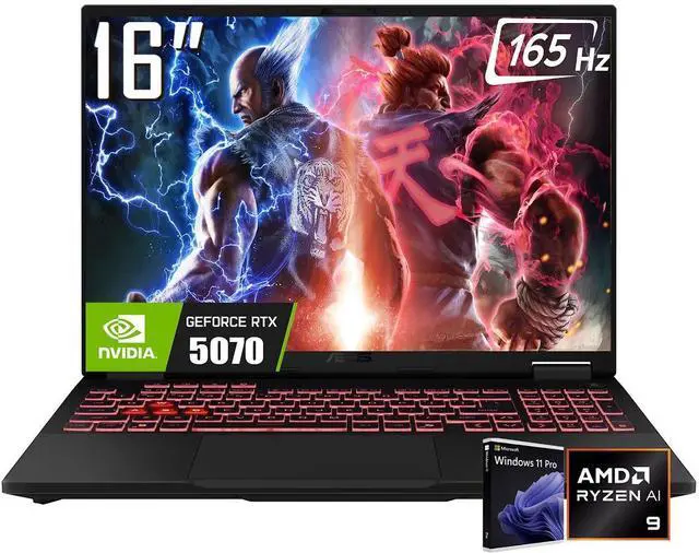 Main image of ASUS TUF A16 Gaming Laptop, 16" FHD+ 165Hz 300 Nits Display, AMD Ryzen AI 9 270 CPU(>i9-13900H), GeForce RTX 5070 8GB GDDR7, 64GB DDR5 RAM 2TB PCIe 4.0 SSD, RGB Backlit KB, RJ45, Win11 Pro