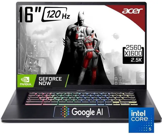 Main image of Acer Chromebook Plus 516 GE Cloud Gaming Laptop with Google AI, 16" QHD 120Hz, Intel 10-Core 5 120U, NVIDIA GeForce Now, 8GB LPDDR4X 512GB SSD, RGB Backlit Keyboard, With 2TB Cloud Storage, Chrome OS