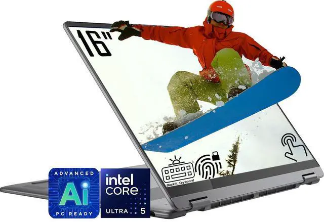 Main image of Lenovo Yoga 7i 2-in-1 Business Laptop, 16" WUXGA Touchscreen 60Hz Display, Intel Core Ultra 5 226V(Up to 4.5GHz), 16GB LPDDR5X RAM 1TB SSD, Backlit Keyboard, Wi-Fi 7, Fingerprint Reader, Win11 Home