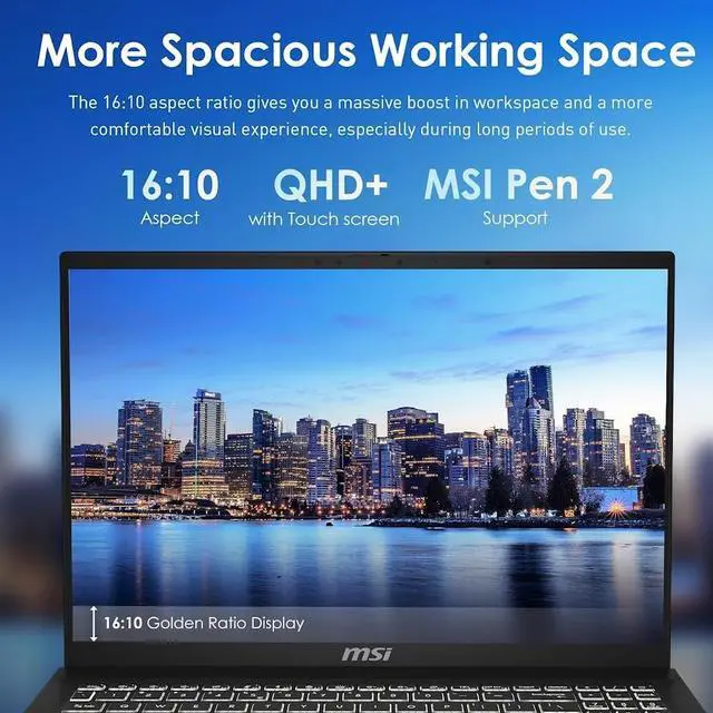 Alt view image 3 of 7 - MSI Summit A16 AI+ 2-in-1 Business Laptop, 16 WQXGA 165Hz Touchscreen Display, AMD Ryzen AI 9 365 with 50 NPU TOPS, Radeon Graphics, 32GB LPDDR5X 2TB NVMe SSD, 360 Flip, Win 11 Pro with MSI Pen