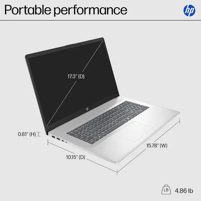 Alt view image 7 of 7 - HP 17.3" HD+ Touchscreen Copilot PC Laptop, Intel 12-Core Ultra 7 255U (Beat Core 7 150U), Dedicated Intel AI Boost NPU 12 Tops, 16GB DDR5 1TB SSD, Backlit Keyboard, WiFi 6, Bluetooth 5.4, Win11 Pro