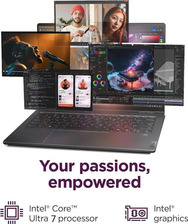Alt view image 2 of 7 - Lenovo Yoga 7i AI Powered 2-in-1 Laptop, 16" WUXGA Touchscreen 300 nits Display, Intel 12-Core Ultra 7 155U (Beat i7-1355U), 16GB LPDDR5X RAM, 1TB SSD, Backlit Keyboard, Fingerprint Reader, Win11 Home