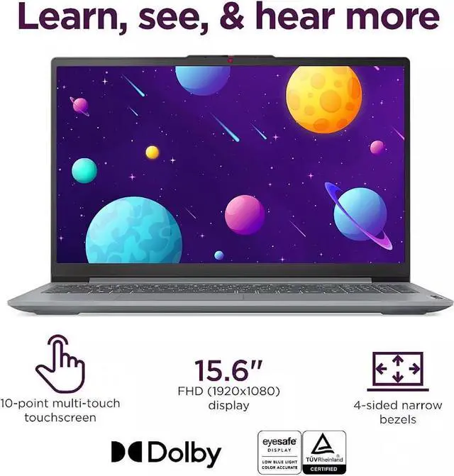 Alt view image 3 of 7 - Lenovo IdeaPad Slim 3 Laptop, 15.6 FHD Touchscreen 300 nits Display, AMD Ryzen 7 5825U (Up to 4.5 GHz), AMD Radeon Graphics, 16GB DDR4 2TB SSD, Wi-Fi 6, Bluetooth 5.2, Dolby Audio, Win11 Home