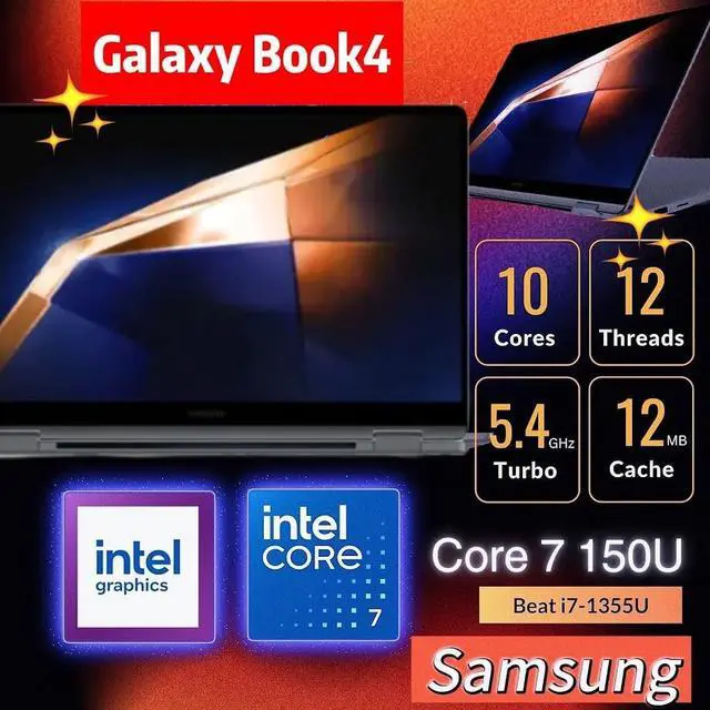 Alt view image 2 of 7 - Samsung Galaxy Book 4 360 2 in 1 AI Laptop, 15.6" FHD OLED Touchscreen 370 Nits Display, Intel 10-Core 7 150U(Beat i7-1355U), 16GB LPDDR5 512GB SSD, Fingerprint Reader, Backlit KB, Win11 Home