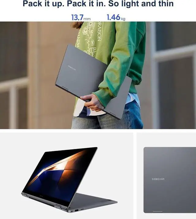 Alt view image 7 of 7 - Samsung Galaxy Book 4 360 2 in 1 AI Laptop, 15.6" FHD OLED Touchscreen 370 Nits Display, Intel 10-Core 7 150U(Beat i7-1355U), 16GB LPDDR5 512GB SSD, Fingerprint Reader, Backlit KB, Win11 Home