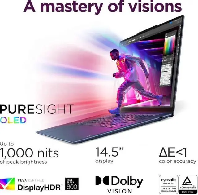 Alt view image 3 of 7 - Lenovo Yoga Slim 7X Copilot PC Laptop, 14.5" Touchscreen OLED 3K (2944 x 1840) 1000 nits 90Hz Display,  Snapdragon X Elite X1E-78-100 12-core, 16GB LPDDR5X / 512GB SSD, Backlit KB, WiFi 7, Win 11 Home