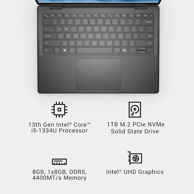 Alt view image 3 of 7 - Dell Inspiron 14 Business Copilot+PC Laptop, 14" 16:10 FHD+ (1920x1200) 300nits Display, Intel Core i5-1334U(Up to 4.6 GHz), 16GB DDR5 RAM / 512GB SSD, Intel UHD Graphics, Backlit Keyboard, Win11 Home