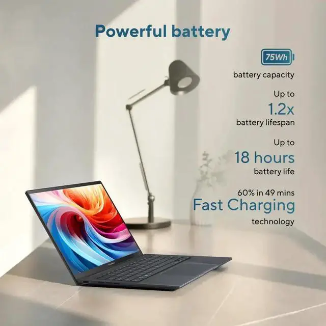 Alt view image 5 of 7 - ASUS Zenbook AI Powered Laptop, 14" OLED Touchscreen WUXGA 60Hz 500nits Display, Intel Core Ultra 9 285H (Up to 5.4 GHz), 32GB LPDDR5 / 1TB SSD, Backlit Keyboard, WiFi 7, Thunderbolt 4, Win 11 Home