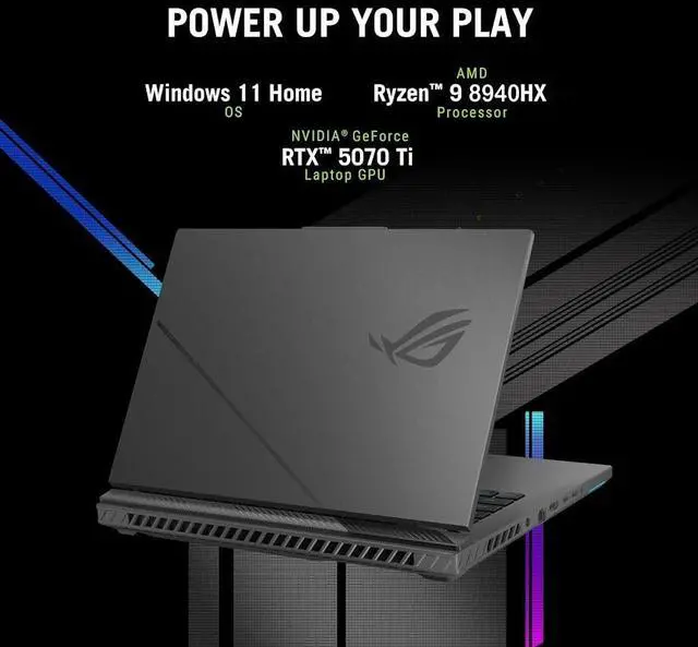 Alt view image 2 of 7 - ASUS ROG Strix G16 Gaming Laptop, 16 FHD+ 16:10 165Hz/3ms Display, NVIDIA GeForce RTX 5070 Ti 12GB DDR7, AMD Ryzen 9 8940HX, 64GB DDR5 4TB PCIe 4.0 SSD, Wi-Fi 6E, 4 Zone RGB KB, RJ-45, Win11 Pro