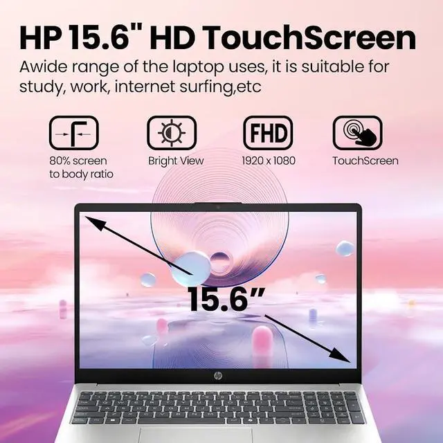 Alt view image 3 of 7 - HP Copilot PC Business Laptop, 15.6" LED FHD IPS Touchscreen 300 Nits Display, Intel 10-Core i7-1355U (Up to 5 GHz), 64GB RAM / 2TB SSD, Intel Iris Xe GPU, Wi-Fi 6, Backlit Keyboard, Win11 Home