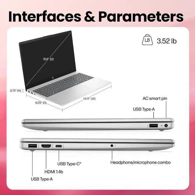 Alt view image 7 of 7 - HP Copilot PC Business Laptop, 15.6" LED FHD IPS Touchscreen 300 Nits Display, Intel 10-Core i7-1355U (Up to 5 GHz), 64GB RAM / 2TB SSD, Intel Iris Xe GPU, Wi-Fi 6, Backlit Keyboard, Win11 Home