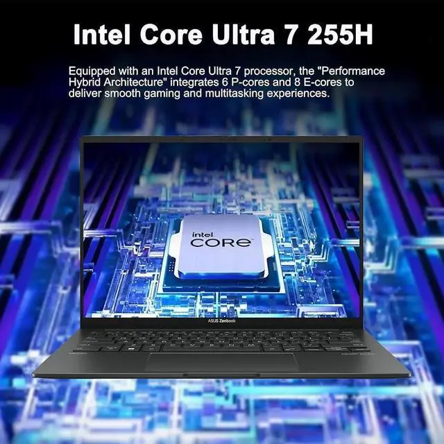 Alt view image 3 of 7 - ASUS Zenbook Business Copilot PC Laptop, 14" Touchscreen OLED FHD+ (1920 x 1200) 60Hz 500nits Display,  Intel Core Ultra 7 225H, 16GB LPDDR5 / 512GB SSD, Backlit KB, WiFi 7, Thunderbolt 4, Win 11 Pro