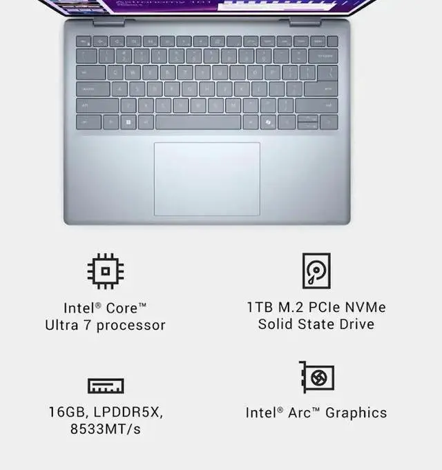 Alt view image 2 of 7 - Dell Plus 2-in-1 Business Student Laptop, 14" FHD+ Touchscreen 300 nits Display, Intel Core Ultra 7 256V(Beat i7-13700H), 16GB LPDDR5X RAM/1TB SSD, Backlit Keyboard, WiFi 7, Thunderbolt 4, Win11 Pro