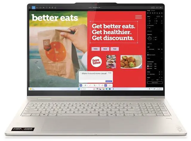 Alt view image 2 of 7 - Lenovo Yoga 7 2-in-1 AI Copilot PC Laptop, 16" 2K IPS Touchscreen 300Nits Display, AMD Ryzen AI 7 350(Up to 5.0GHz), 16GB LPDDR5X RAM 2TB SSD, Backlit KB, Fingerprint Reader, Wi-Fi 7, Win11 Pro