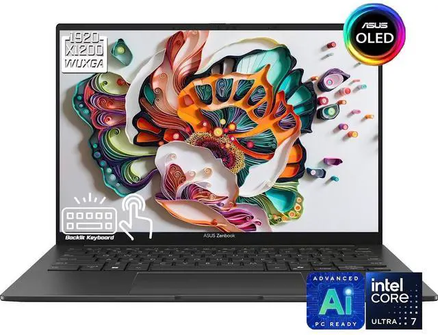 Main image of ASUS Zenbook AI Business Laptop, 14" Touchscreen OLED WUXGA 60Hz 500nits Display,  Intel Core Ultra 7 225H (Up to 13 Tops), 16GB LPDDR5 / 512GB SSD, Backlit KB, WiFi 7, Thunderbolt 4, Win 11 Home