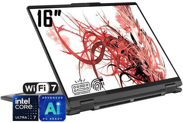 Main image of Lenovo Yoga 7i 2-in-1 Business AI Laptop, 16" FHD+ Touchscreen 300 nits Display, Intel Core Ultra 7 256V (Up to 4.8GHz), 16GB LPDDR5X RAM / 1TB SSD, Backlit KB, Fingerprint Reader, WiFi 7, Win11 Home