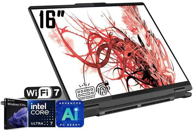 Main image of Lenovo Yoga 7i 2-in-1 Business AI Laptop, 16" FHD+ Touchscreen 300 nits Display, Intel Core Ultra 7 256V (Up to 4.8GHz), 16GB LPDDR5X RAM / 2TB SSD, Backlit KB, Fingerprint Reader, WiFi 7, Win11 Pro